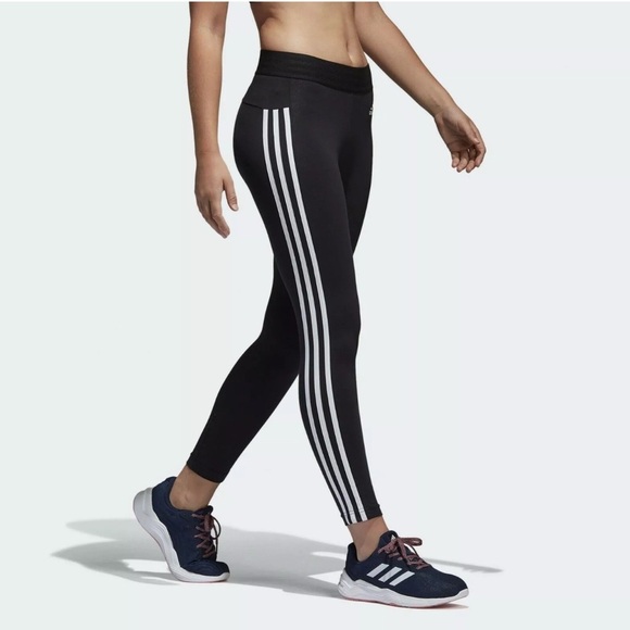 Adidas Climalite 3-Stripe Full Length Leggings NWOT - Picture 1 of 3